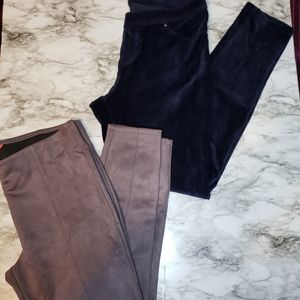 2 pack pull on pants size large navy & taupe